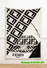 Fendi Roma Black & White FF Monogram Bag Flannel Sofa Throw Blanket IMG_9425
